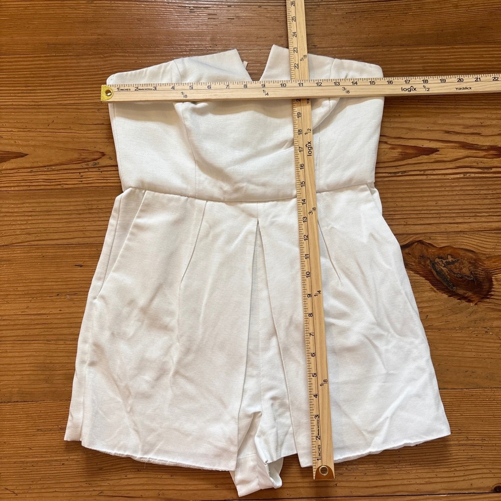 Topshop Romper Women White Strapless Notched Sweetheart Pleated SIZE 6 - Picture 3 of 6